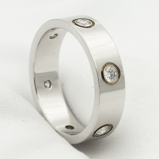 [Glow Muse]BAGUE LOVE 5,5 MM 6 DIAMANTS ARGENT