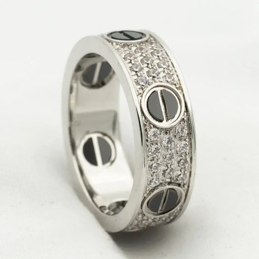 [Glow Muse]BAGUE LOVE 5,5 MM CÉRAMIQUE PAVÉE DIAMANTS