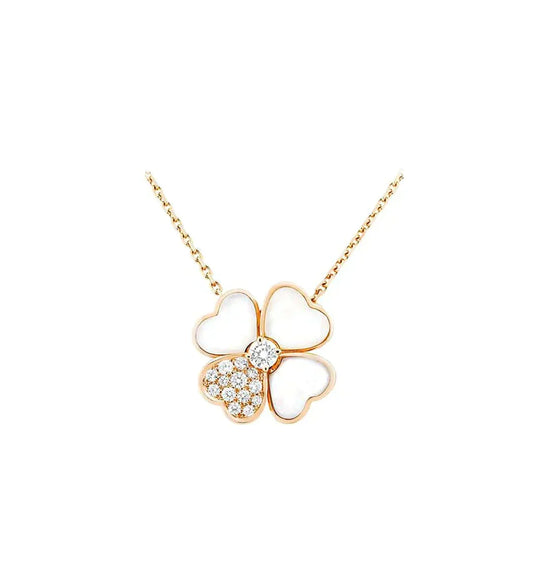 [Glow Muse]COLLIER TRÈFLE MOP DIAMANT OR ROSE