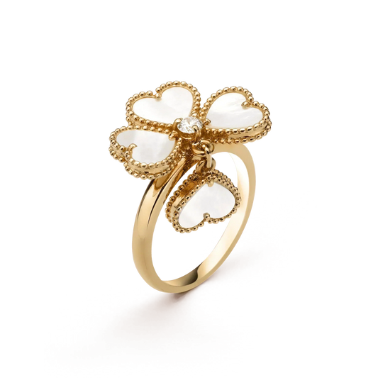 [Glow Muse]BAGUE SWEET CLOVER EN NACRE BLANCHE