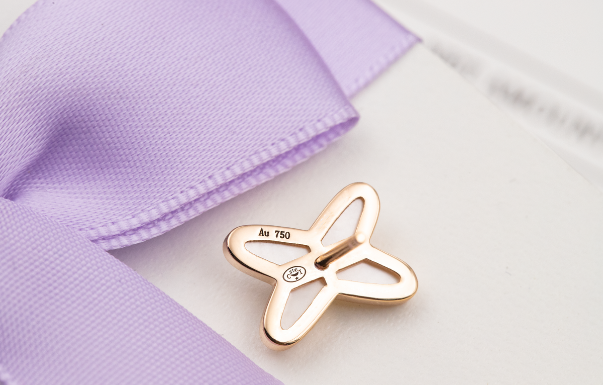 [Glow Muse]BOUCLES D'OREILLES JEUX DE WHITE MOP PINK GOLD DIAMOND