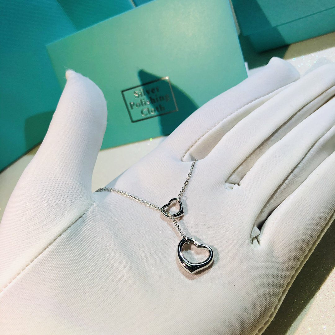 [Glow Muse ]OPEN HEART LARIAT NECKLACE SILVER