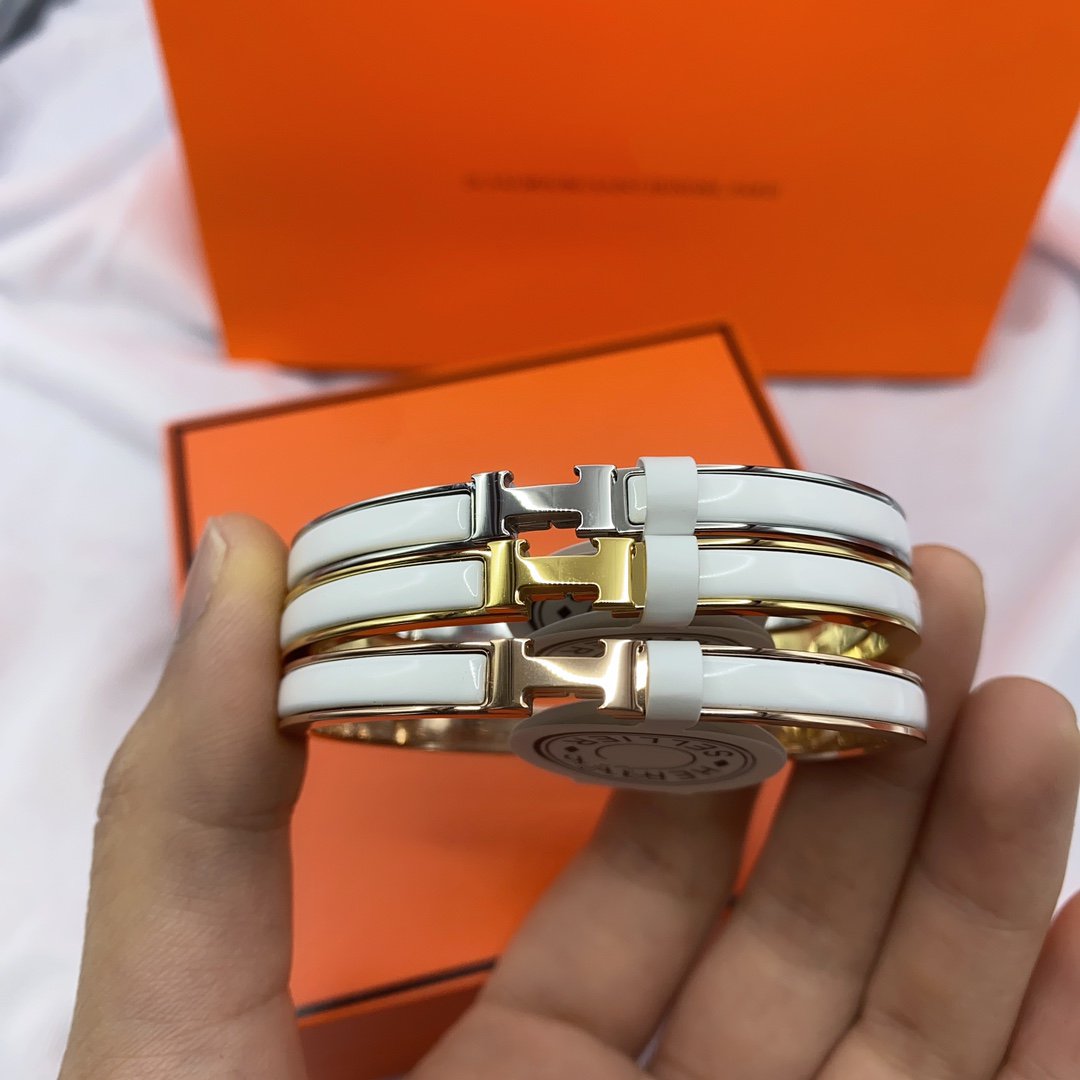 [Glow Muse]BRACELET CLASSIQUE HM CLIC BLANC 8MM ÉMAIL