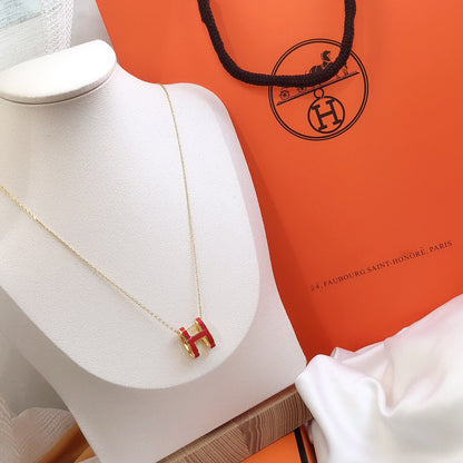 [Glow Muse]COLLIER HM CLIC ÉMAIL ROUGE DORÉ