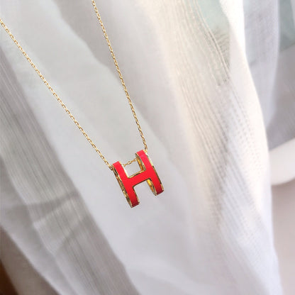 [Glow Muse]COLLIER HM CLIC ÉMAIL ROUGE DORÉ