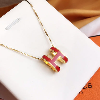 [Glow Muse]COLLIER HM CLIC ÉMAIL ROUGE DORÉ