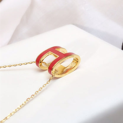 [Glow Muse]COLLIER HM CLIC ÉMAIL ROUGE DORÉ