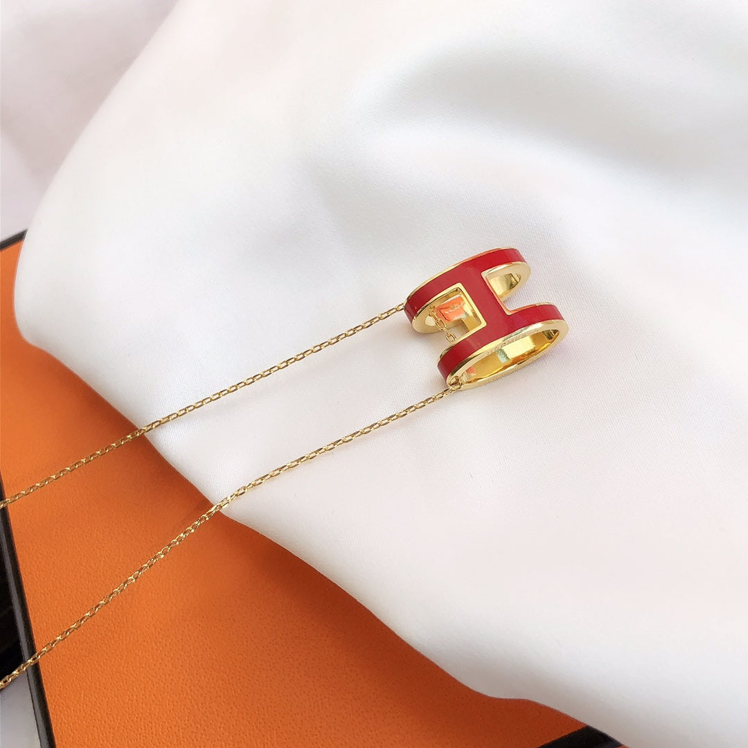 [Glow Muse]COLLIER HM CLIC ÉMAIL ROUGE DORÉ