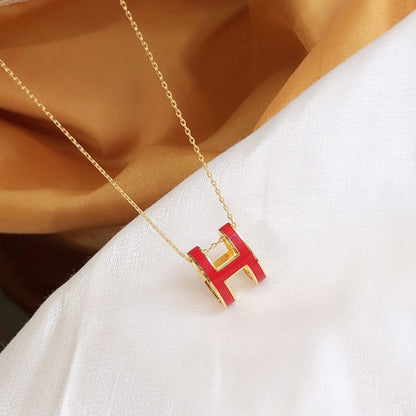 [Glow Muse]COLLIER HM CLIC ÉMAIL ROUGE DORÉ