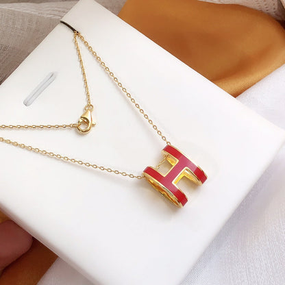 [Glow Muse]COLLIER HM CLIC ÉMAIL ROUGE DORÉ