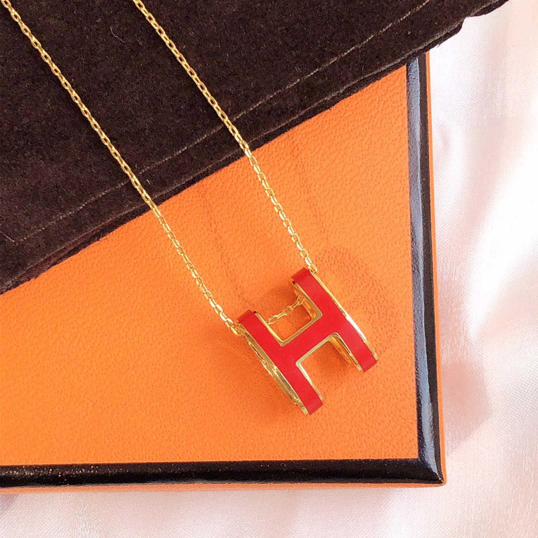 [Glow Muse]COLLIER HM CLIC ÉMAIL ROUGE DORÉ