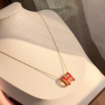 [Glow Muse]COLLIER HM CLIC ÉMAIL ROUGE DORÉ