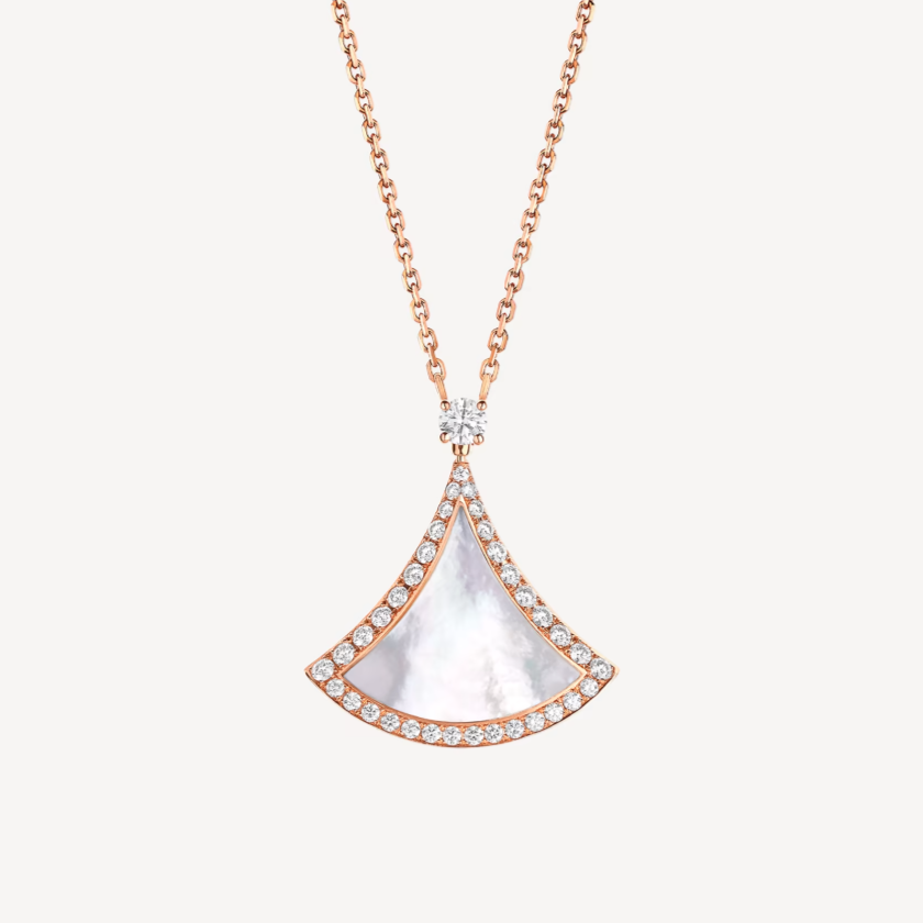 [⭐Glow Muse ]DREAM MOP DIAMOND PAVED PINK GOLD NECKLACE