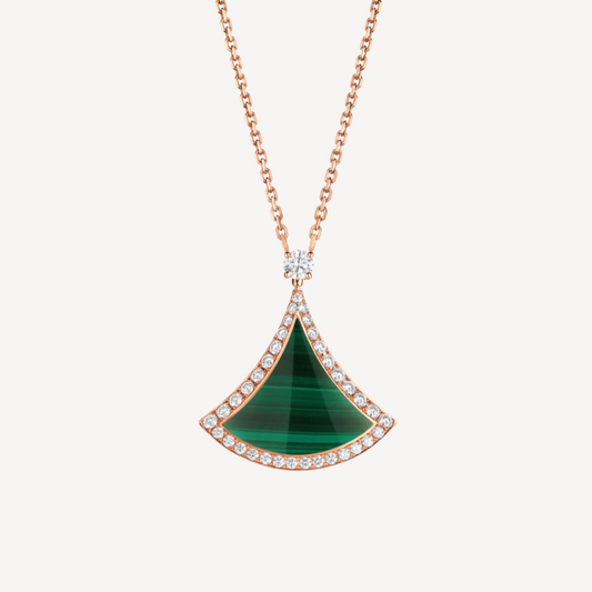[⭐Glow Muse ]DREAM MALACHITE DIAMOND PAVED PINK GOLD NECKLACE