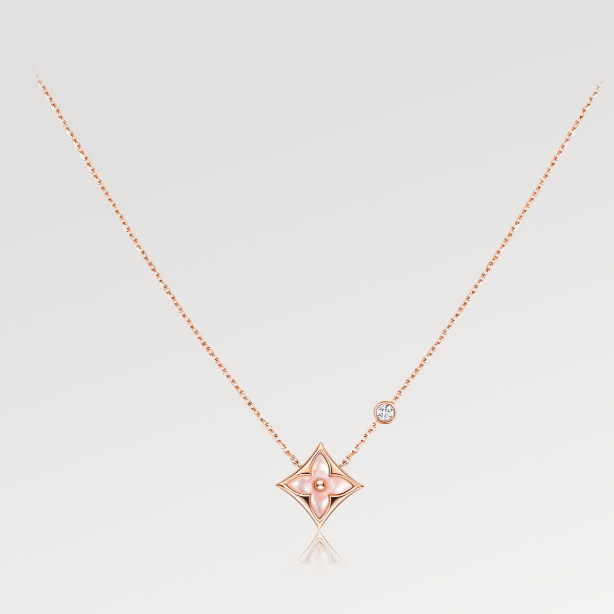 [Glow Muse]COLLIER DIAMANT 1 PIERRE ROSE MOP OR ROSE