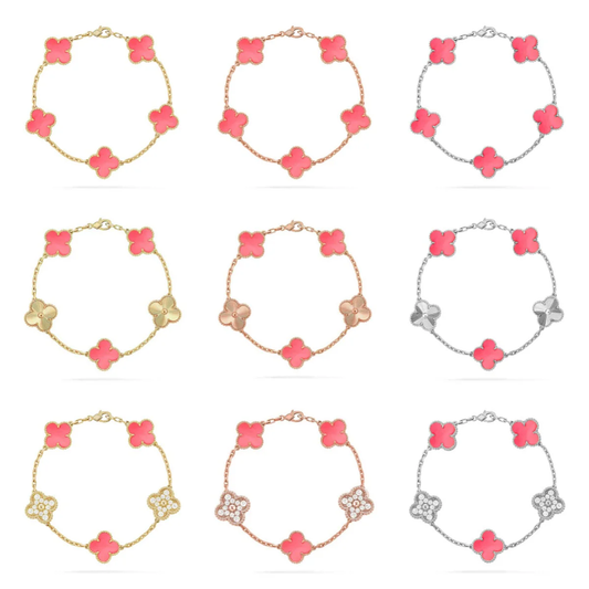 [⭐Glow Muse] COLLECTION DE BRACELETS CLOVER 5 MOTIFS EN NACRE ROSE