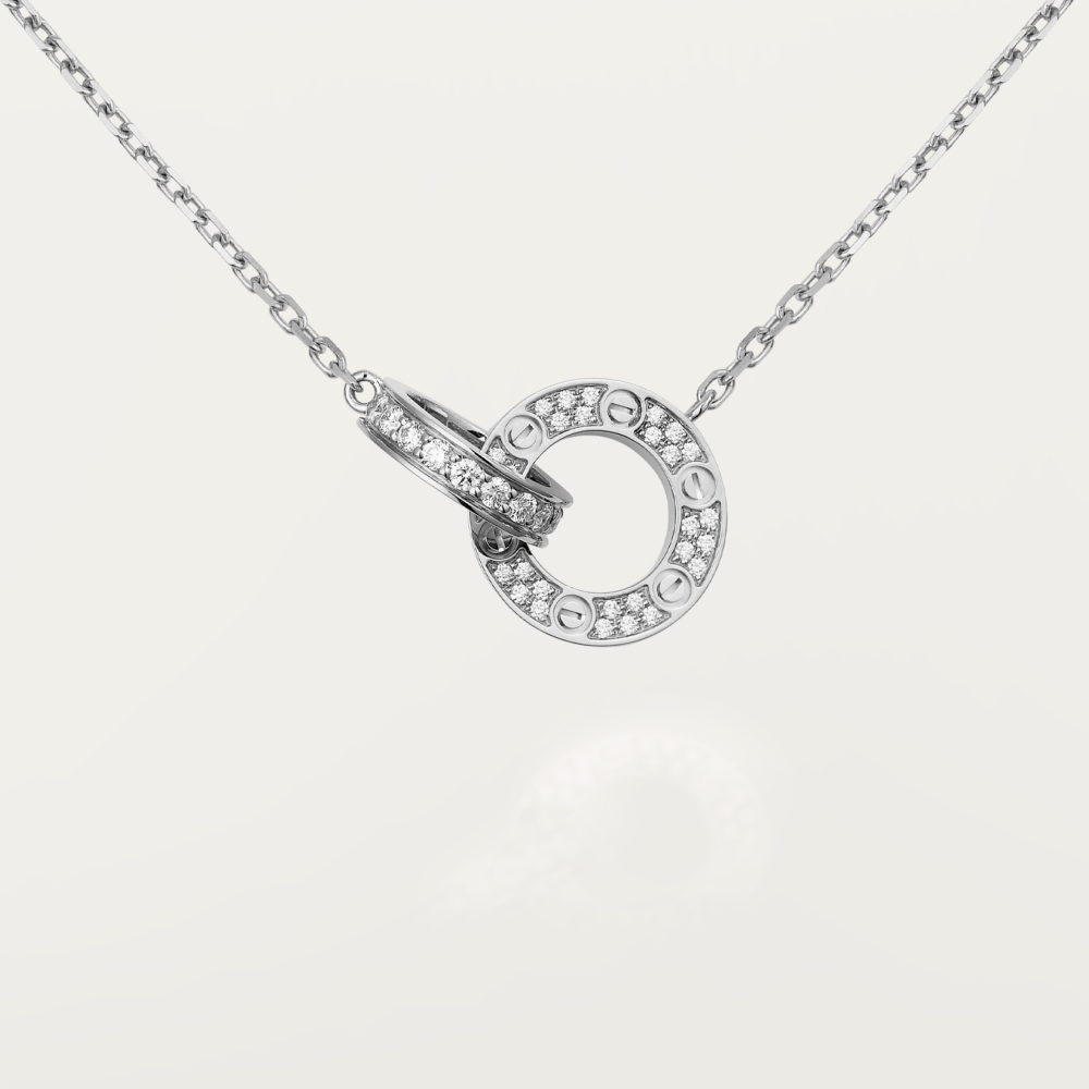 [Glow Muse]COLLIER LOVE 7,6 MM OR ROSE ET ARGENT ENTIÈREMENT DIAMANTÉ