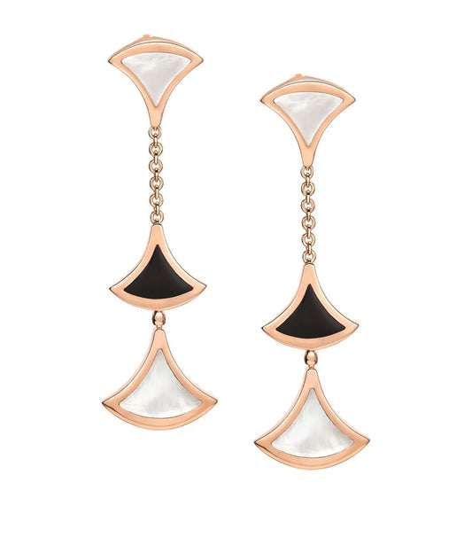 [⭐Glow Muse ]DREAM EARRINGS 3 MOTIFS ONYX MOP PINK GOLD