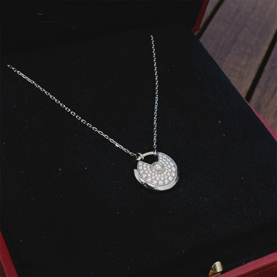 [Glow Muse]COLLIER AMULETTE ARGENT ENTIÈREMENT DIAMANTÉ