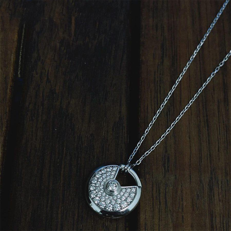 [Glow Muse]COLLIER AMULETTE ARGENT ENTIÈREMENT DIAMANTÉ
