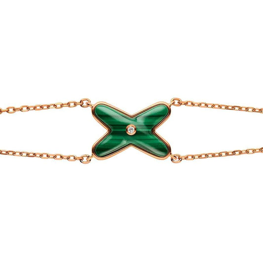 [Glow Muse]BRACELET JEUX MALACHITE OR ROSE 1 DIAMANT