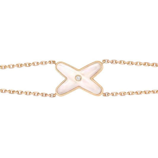 [Glow Muse]BRACELET JEUX OR ROSE NACRE BLANCHE 1 DIAMANT