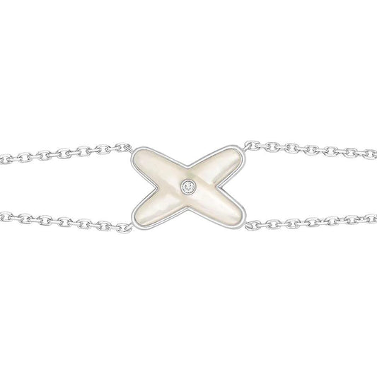 [Glow Muse]JEUX BRACELET NACRE BLANCHE ARGENT 1 DIAMANT