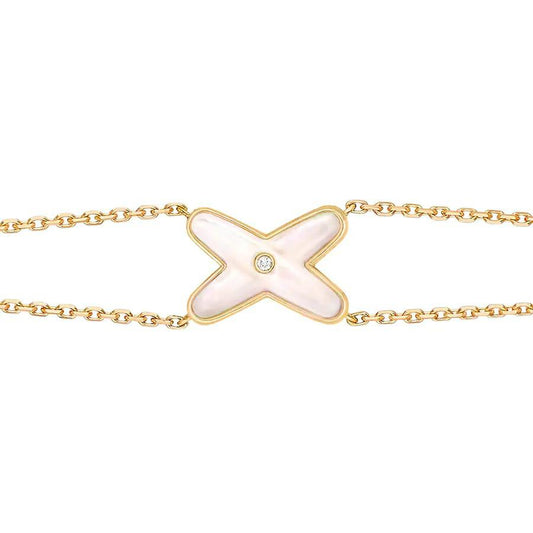 [Glow Muse]JEU DE BRACELETS NACRE BLANCHE OR 1 DIAMANT