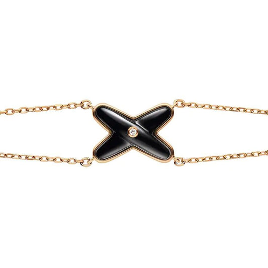 [Glow Muse]BRACELET JEUX ONYX OR ROSE 1 DIAMANT