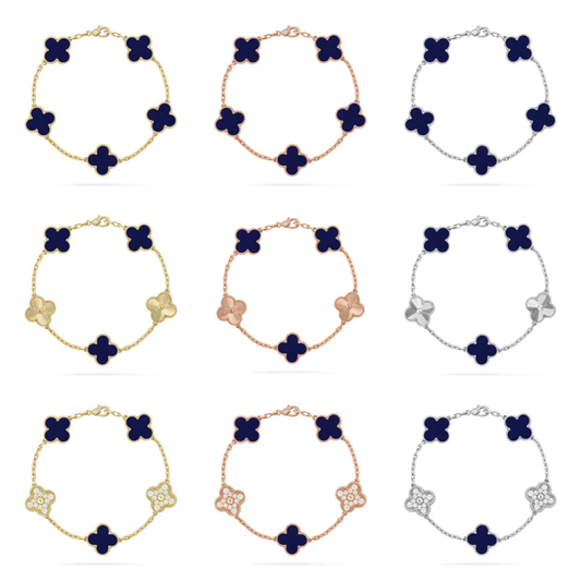 [⭐Glow Muse]COLLECTION DE BRACELETS CLOVER 5 MOTIFS EN LAPIS-LAZULI