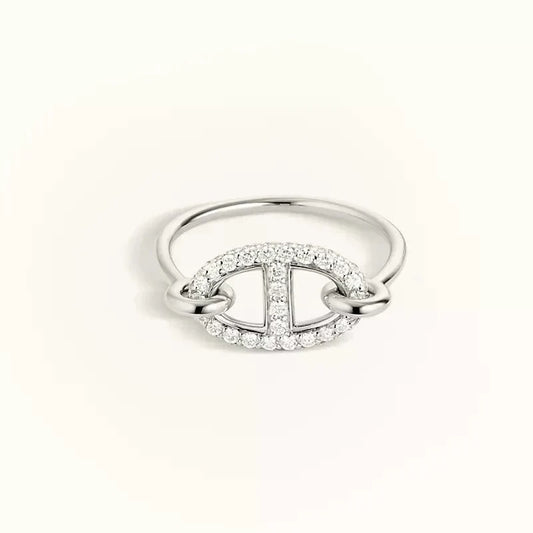 [Glow Muse]BAGUE RONDE PETIT MODÈLE ARGENT ET DIAMANT