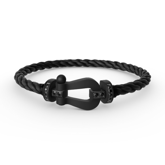 [Glow Muse]BRACELET SAMOURAÏ NOIR HORSESHOE SÉRIE FORCE LARGE