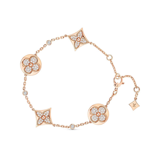 [Glow Muse]BRACELET 4 MOTIFS ÉTOILE ET SOLEIL EN OR ET DIAMANTS
