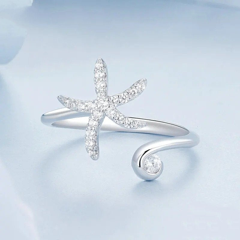 Bague réglable étoile de mer simple