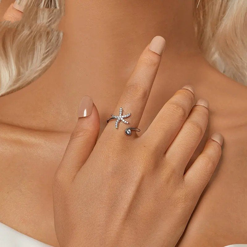 Bague réglable étoile de mer simple