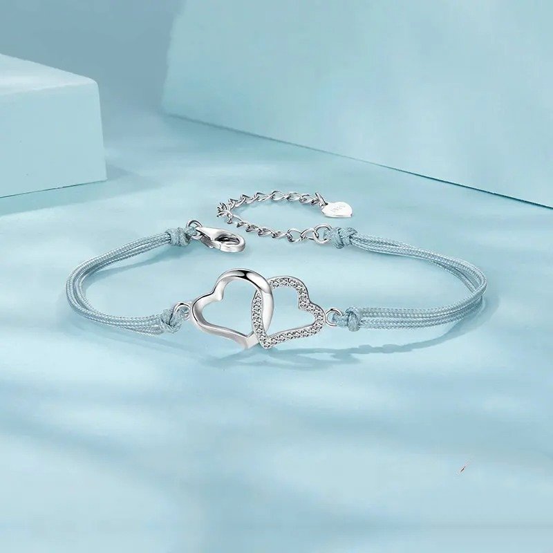 Bracelet fin à maillons corde gris pour femmes et adolescentes