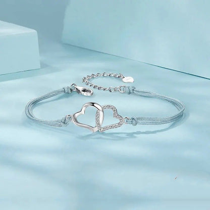 Bracelet fin à maillons corde gris pour femmes et adolescentes