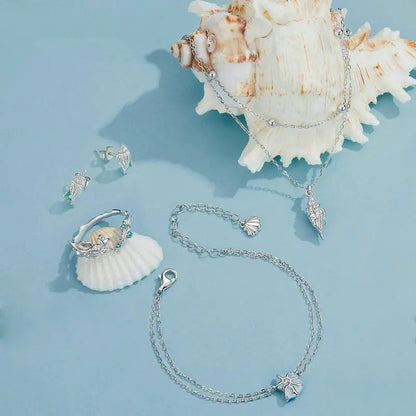Bracelets à chaîne avec coquillages bleus