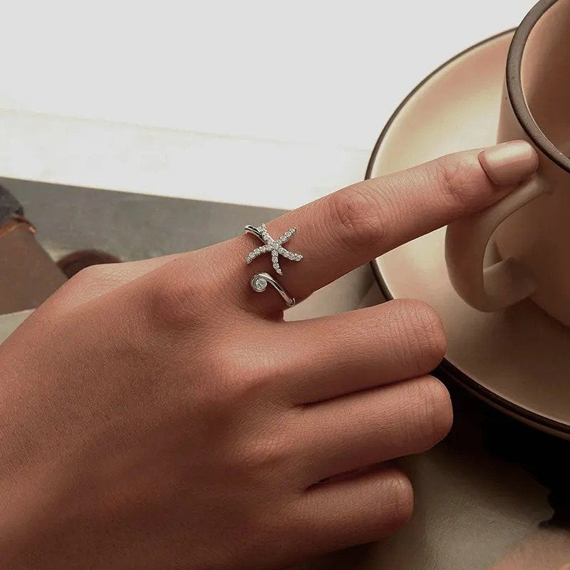 Bague réglable étoile de mer simple