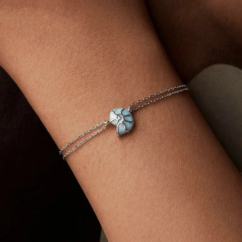 Bracelets à chaîne avec coquillages bleus