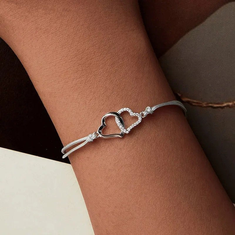 Bracelet fin à maillons corde gris pour femmes et adolescentes