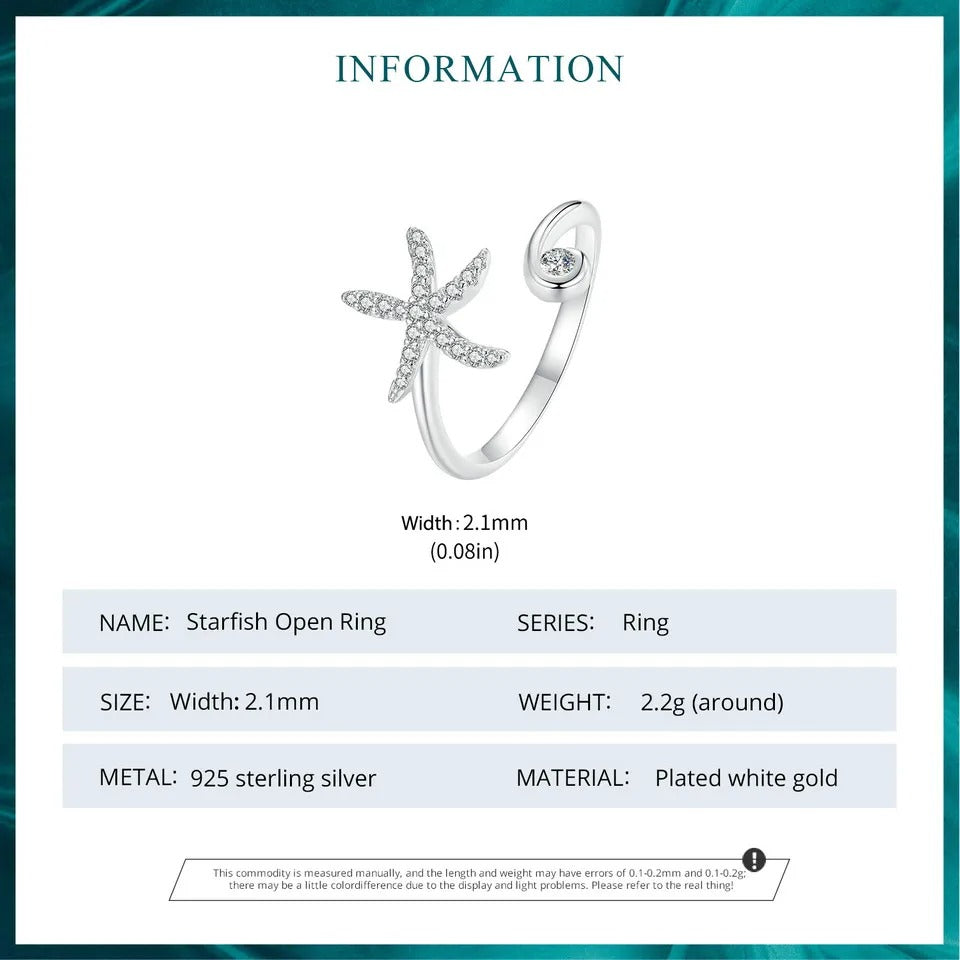 Bague réglable étoile de mer simple