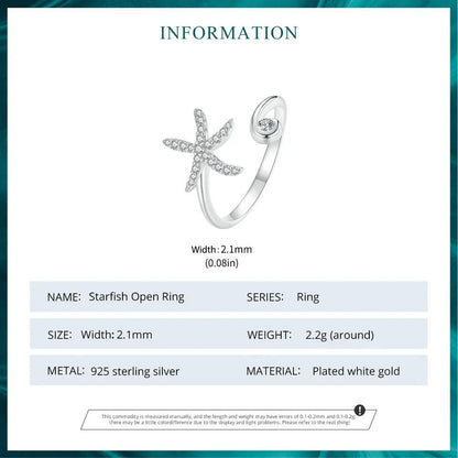 Bague réglable étoile de mer simple
