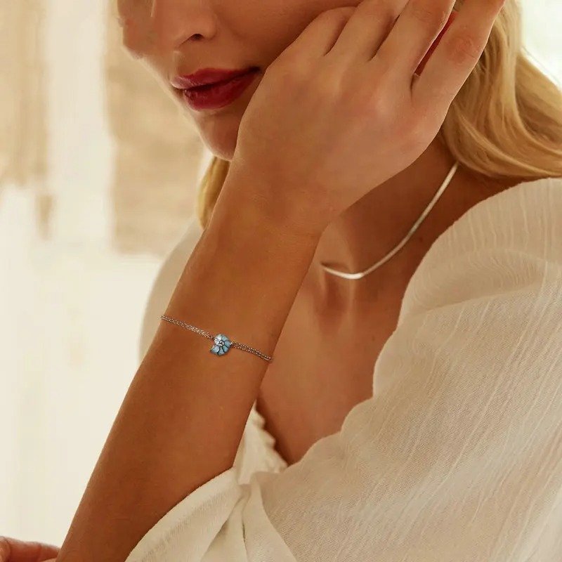 Bracelets à chaîne avec coquillages bleus