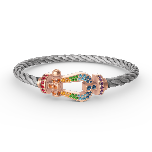 [Glow Muse]BRACELET FER À CHEVAL LARGE EN DIAMANTS DE COULEUR OR ROSE