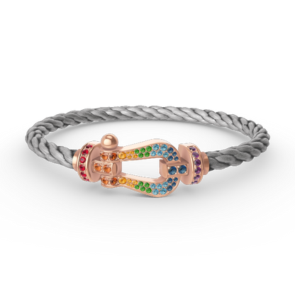 [Glow Muse]BRACELET FER À CHEVAL LARGE EN DIAMANTS DE COULEUR OR ROSE