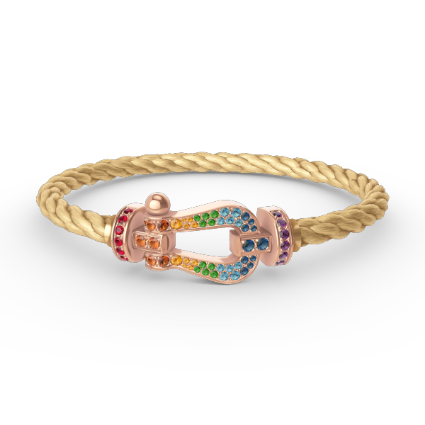 [Glow Muse]BRACELET FER À CHEVAL LARGE EN DIAMANTS DE COULEUR OR ROSE