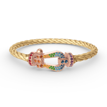 [Glow Muse]BRACELET FER À CHEVAL LARGE EN DIAMANTS DE COULEUR OR ROSE