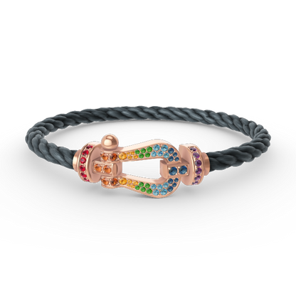 [Glow Muse]BRACELET FER À CHEVAL LARGE EN DIAMANTS DE COULEUR OR ROSE