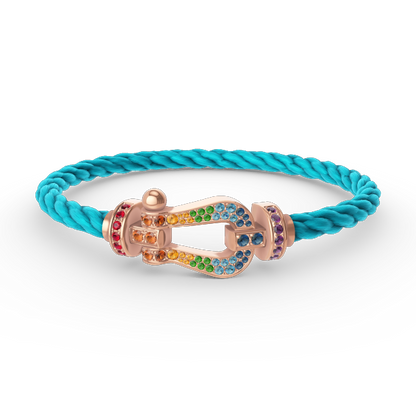 [Glow Muse]BRACELET FER À CHEVAL LARGE EN DIAMANTS DE COULEUR OR ROSE